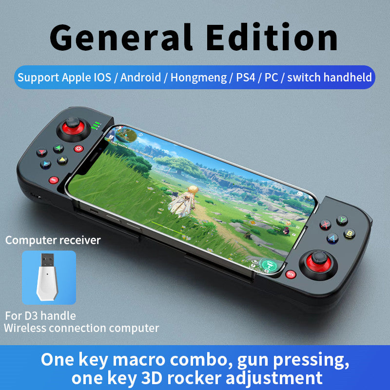 D3 Stretchable Wireless Controller for Nintendo Switch, PS4 Left / Right Joystick Bluetooth Gamepad with Receiver Portable Game Handle (Universal Version)