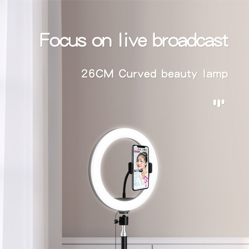 10inch Ring Light with 1.6m Telescopic Tripod Stand Bluetooth Remote for Live Broadcast Video Shooting