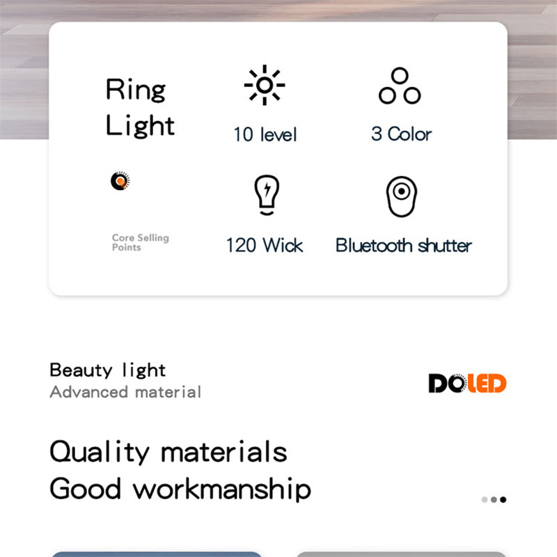 10inch Ring Light with 1.6m Telescopic Tripod Stand Bluetooth Remote for Live Broadcast Video Shooting