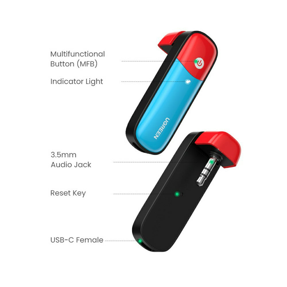 UGREEN 80188 Bluetooth 5.0 Transmitter 3.5mm Audio Adapter APTX LL Wireless Transmitter for Nintendo Switch