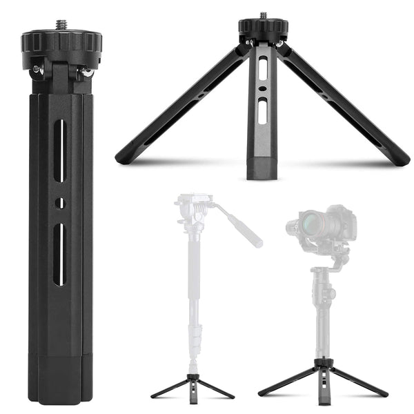 Aluminum Alloy Mini Tripod with 1/4 Thread Hole and 2 Expansion Slots for Camera Smartphone Holder Fill Light Stabilizer
