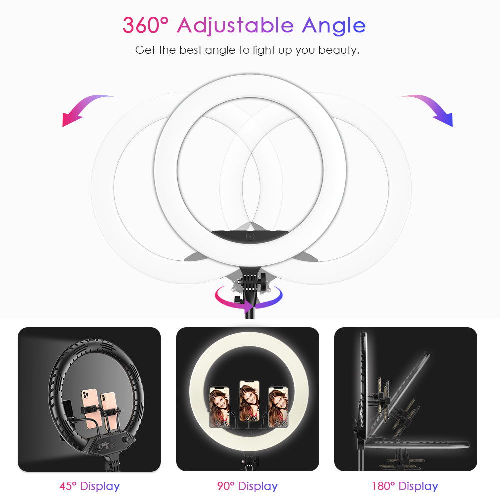 APEXEL APL-FL18JJ12 45cm LED Ring Light Photography Dimmable Lamp for Makeup Live Broadcasting
