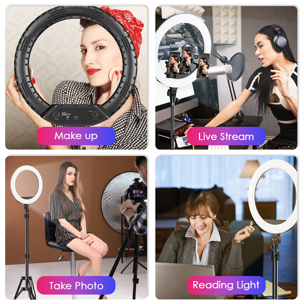 APEXEL APL-FL18JJ12 45cm LED Ring Light Photography Dimmable Lamp for Makeup Live Broadcasting