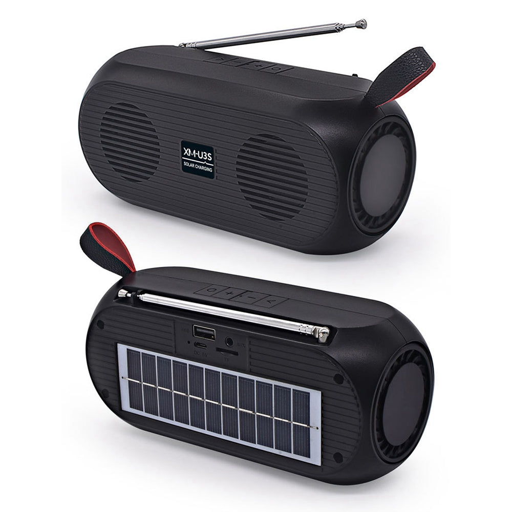 XM-U3S Wireless Bluetooth Speaker Household Outdoor U disk/TF Card Car Subwoofer Solar Power Speaker with FM Radio Function
