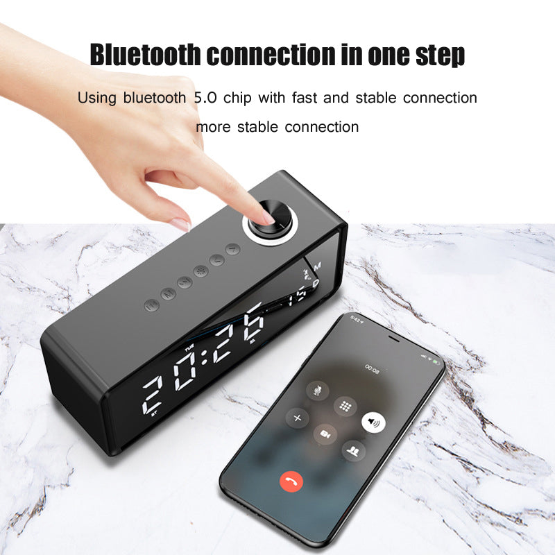 K5 Rechargeable Bluetooth Speaker Music Loudspeaker with LED Digital Alarm Clock Support TF Card / FM Radio (CE Certificated)