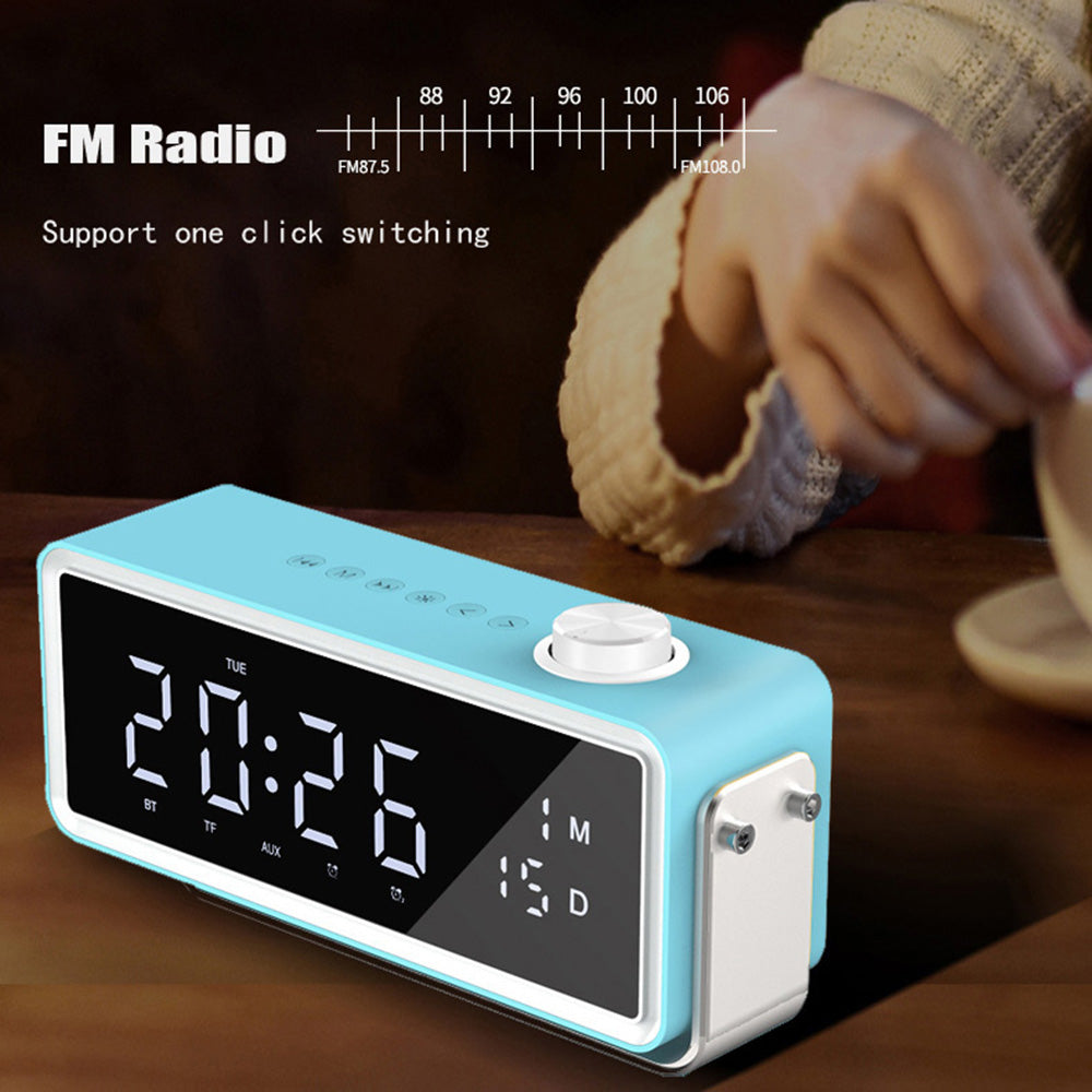 K5 Rechargeable Bluetooth Speaker Music Loudspeaker with LED Digital Alarm Clock Support TF Card / FM Radio (CE Certificated)