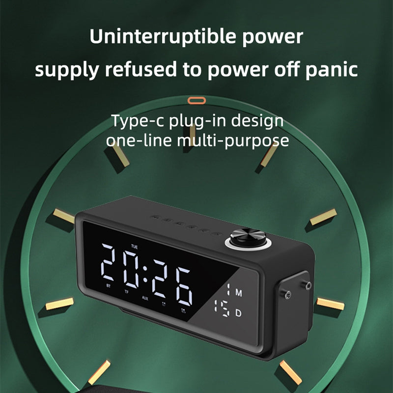 K5 Rechargeable Bluetooth Speaker Music Loudspeaker with LED Digital Alarm Clock Support TF Card / FM Radio (CE Certificated)