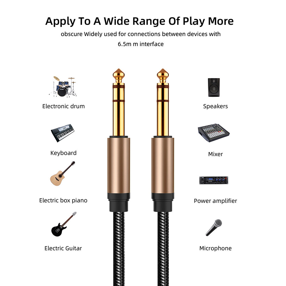 1.8m 6.5mm Audio Cable Nylon Braided Cord Guitar Mixing Amplifier Male to Male AUX Cable