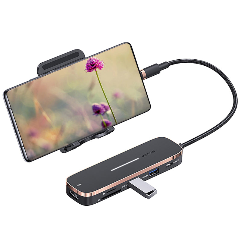 USAMS US-SJ575 USB C Hub to HD Video Ouput+2xUSB 3.0+100W PD Charger+2 Memory Card Slots for Type-C Laptops