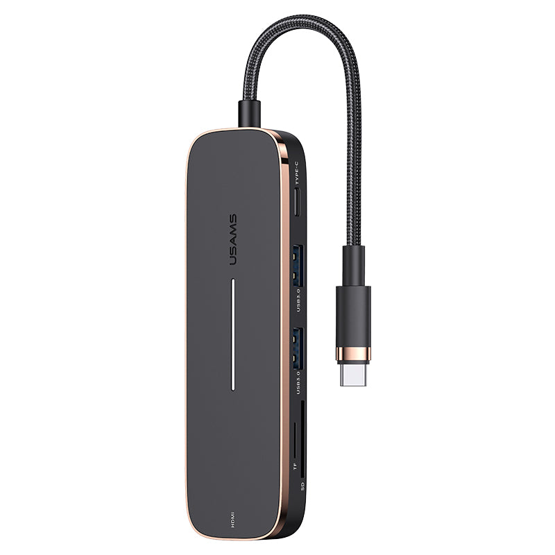 USAMS US-SJ575 USB C Hub to HD Video Ouput+2xUSB 3.0+100W PD Charger+2 Memory Card Slots for Type-C Laptops