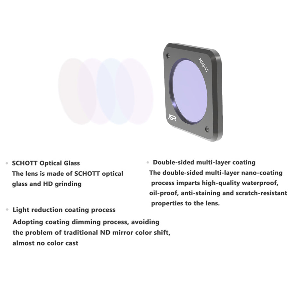 JUNESTAR JSR-1339-14 For DJI Action 2 NIGHT Filter Optical Glass Anti Light Pollution Camera Lens Filter