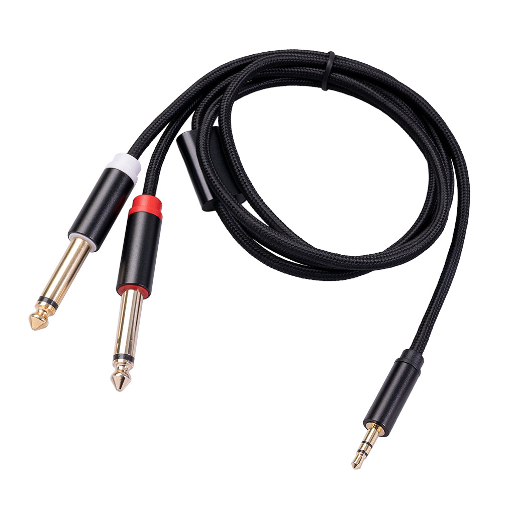 3.5mm to Double 6.35mm Aux Cable 2 Mono 6.35 Jack to 3.5 Male Audio Cable 2m for Phone to Mixer Amplifier