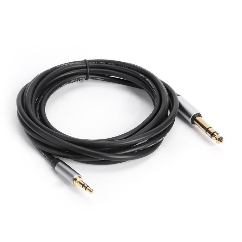 1.8m 3.5mm Male to 6.35mm/6.5mm Male Audio Cord Aux Adapter Cable for Electric Guitar Mixer Amplifier