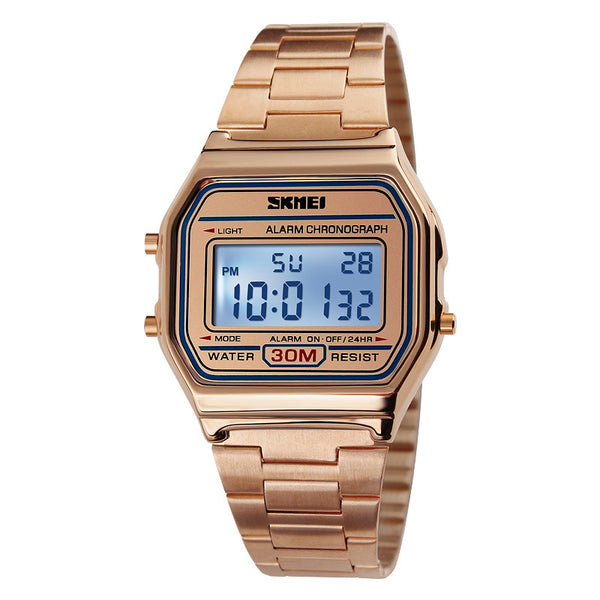 SKMEI 1123 Fashion Men Watch Waterproof Wristwatch Sports Chronograph Clock with Stainless Steel Strap