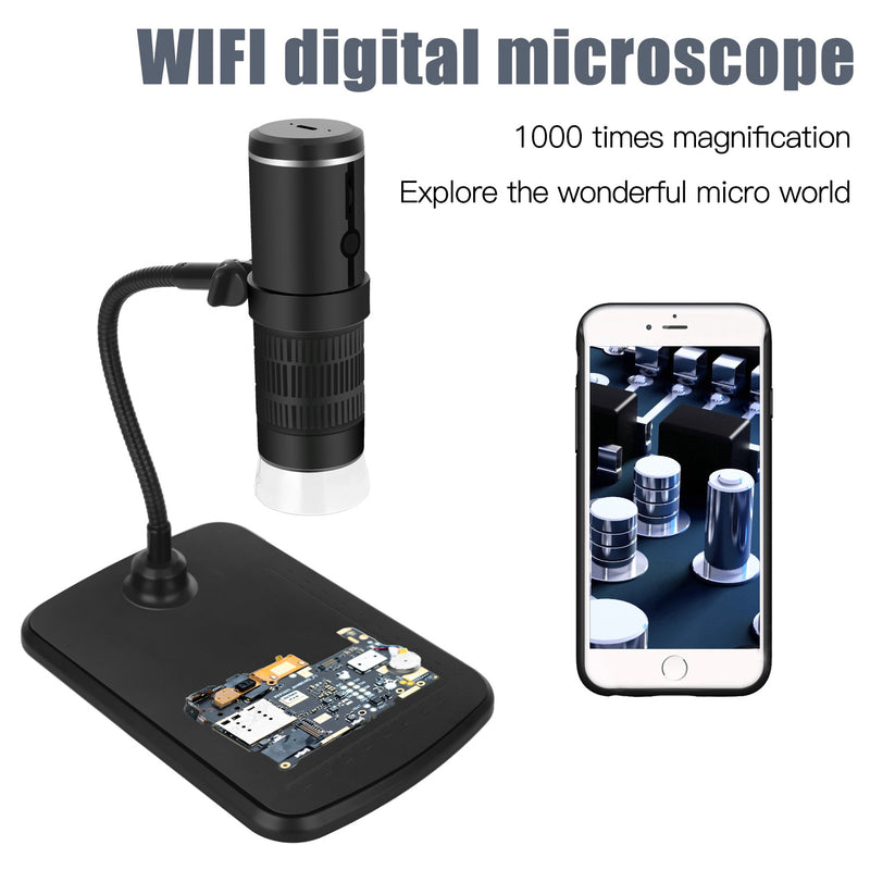 F210 WiFi Portable Digital Microscope 50-1000X Magnification Mini Wireless Microscope with Holder / Base for Beauty Therapy, Circuit Soldering
