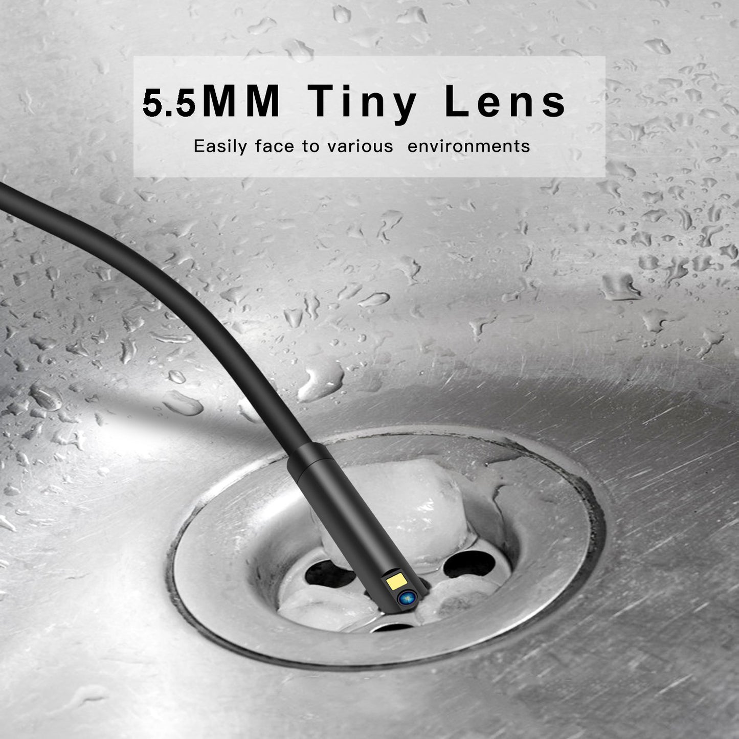 P50 10m Hard Wire 5.5mm Dual Lens Portable 4.5 inch Screen HD 1080P Industrial Endoscope Rechargeable Waterproof Pipe Inspection Camera