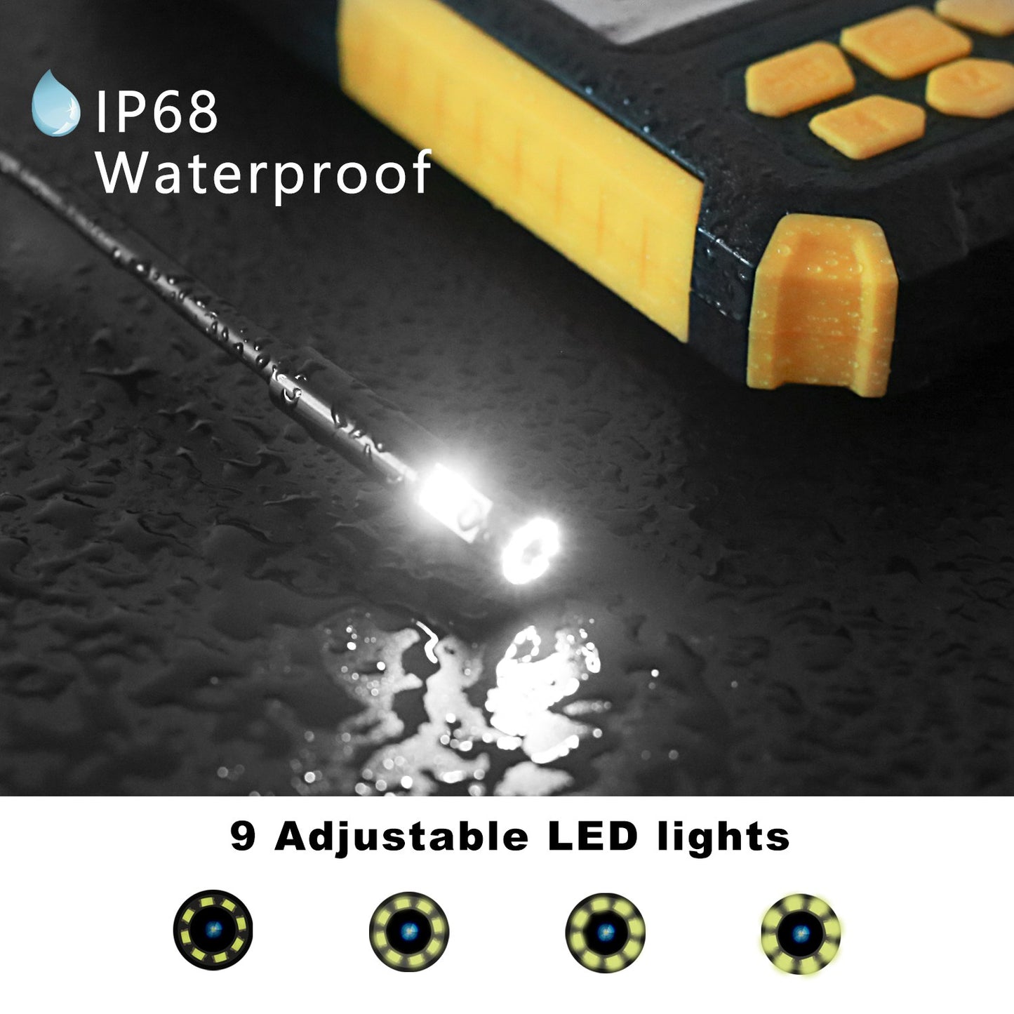 P50 10m Hard Wire 5.5mm Dual Lens Portable 4.5 inch Screen HD 1080P Industrial Endoscope Rechargeable Waterproof Pipe Inspection Camera