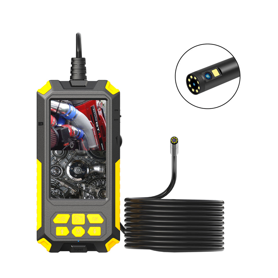 P50 10m Hard Wire 5.5mm Dual Lens Portable 4.5 inch Screen HD 1080P Industrial Endoscope Rechargeable Waterproof Pipe Inspection Camera