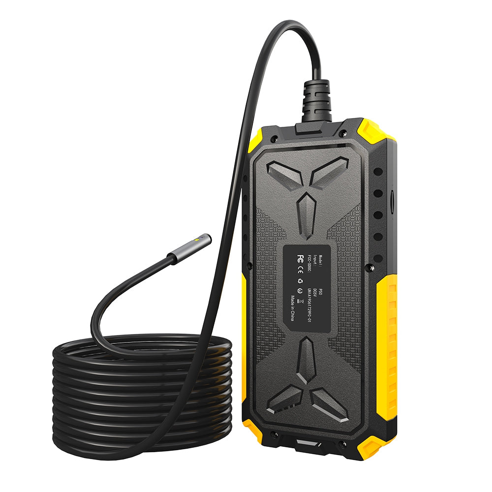 P50 10m Hard Wire 5.5mm Dual Lens Portable 4.5 inch Screen HD 1080P Industrial Endoscope Rechargeable Waterproof Pipe Inspection Camera