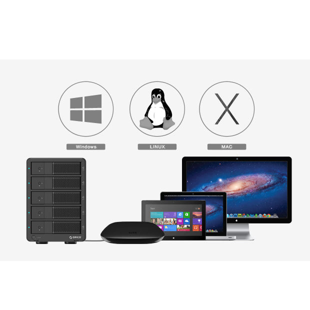ORICO 9558RU3 Aluminum USB 3.0 5 Bay 3.5-inch SATA Hard Drive Enclosure with RAID Function