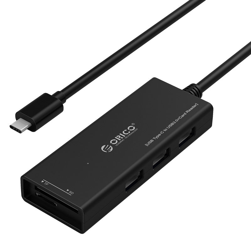 ORICO CH3SF-BK Superspeed USB3.0 Type-C to 3 USB Ports Hub with TF/SD Memory Card Slots for Macbook, Type-C Device