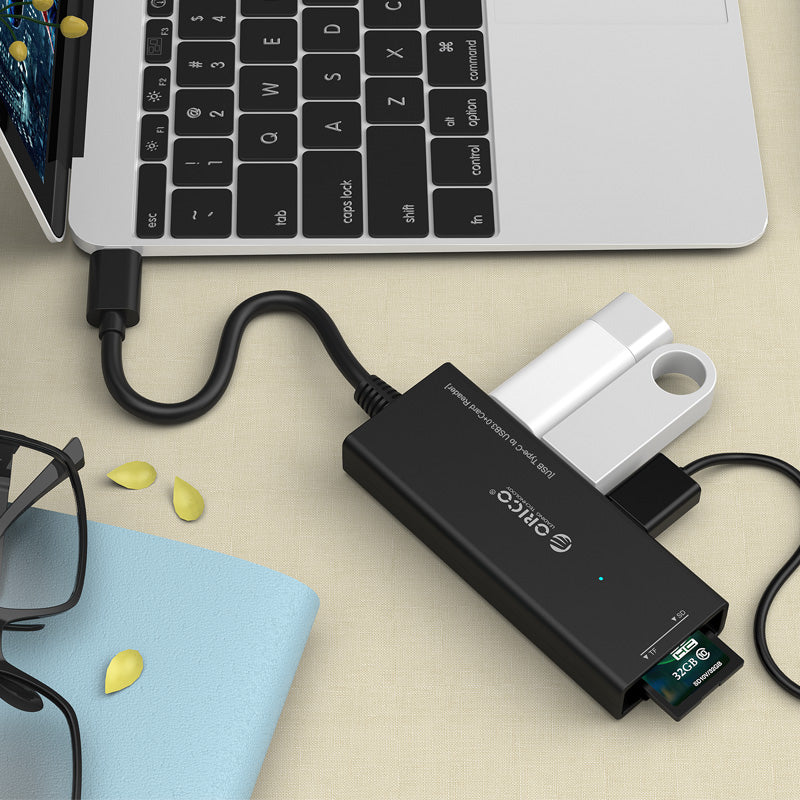 ORICO CH3SF-BK Superspeed USB3.0 Type-C to 3 USB Ports Hub with TF/SD Memory Card Slots for Macbook, Type-C Device