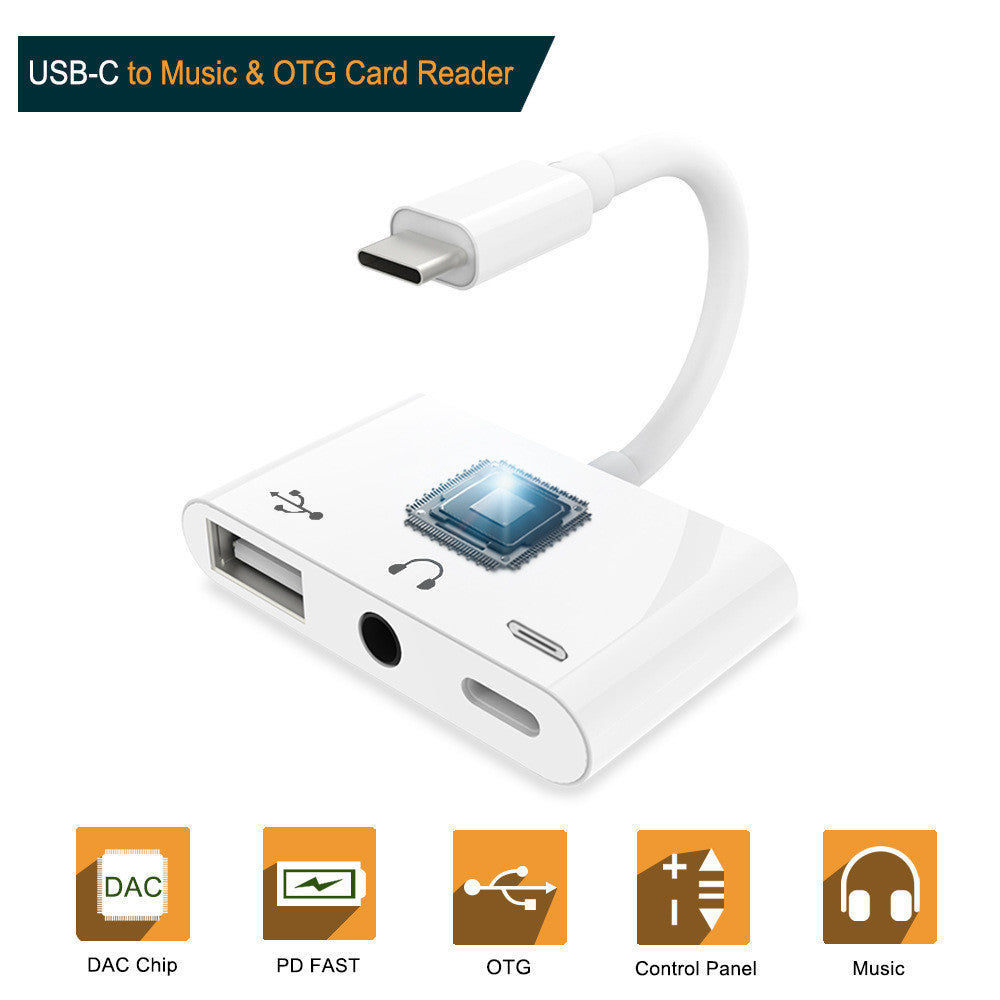 Type C to 3.5mm Headphone Jack OTG Adapter Converter USB-C to Music Audio OTG Card Reader