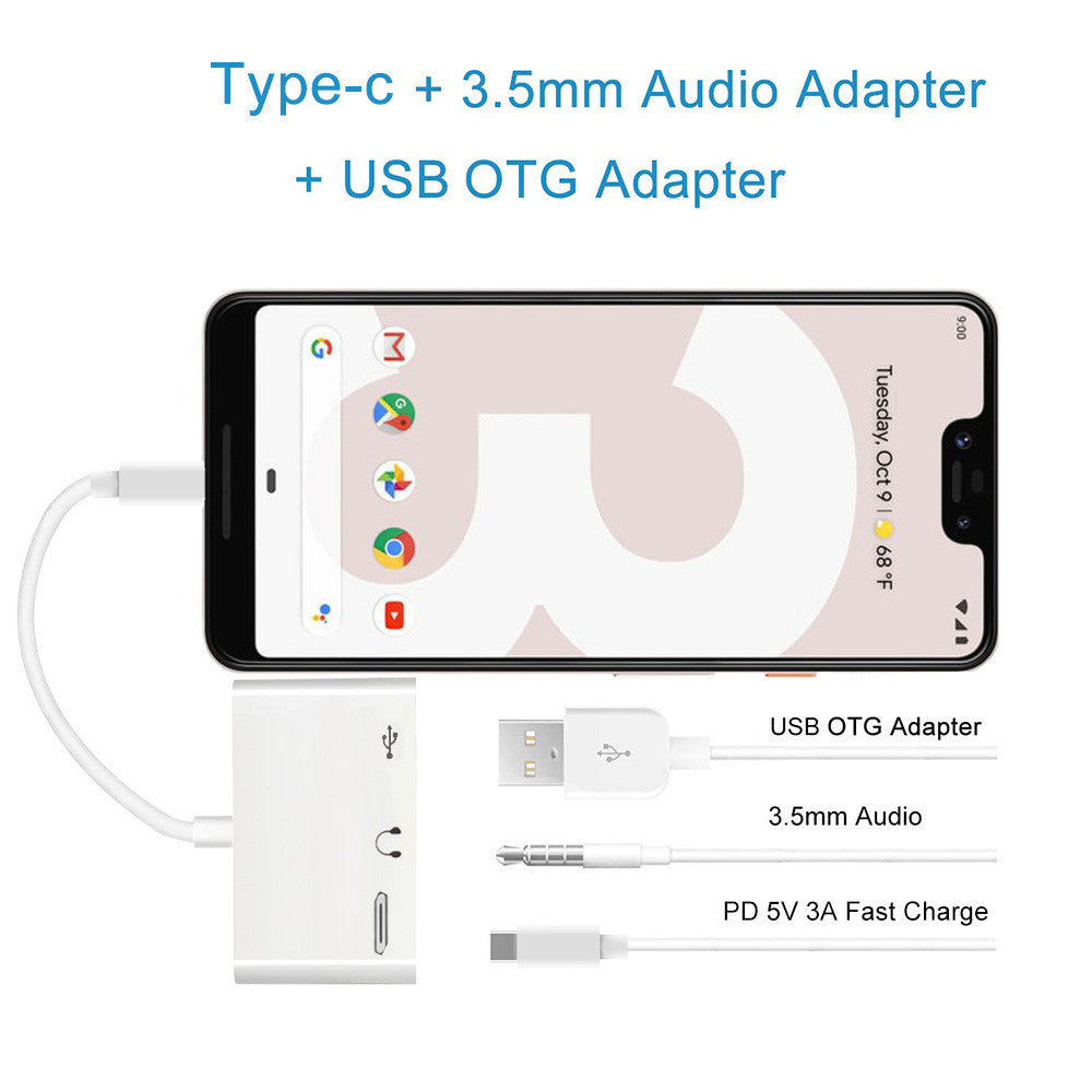 Type C to 3.5mm Headphone Jack OTG Adapter Converter USB-C to Music Audio OTG Card Reader