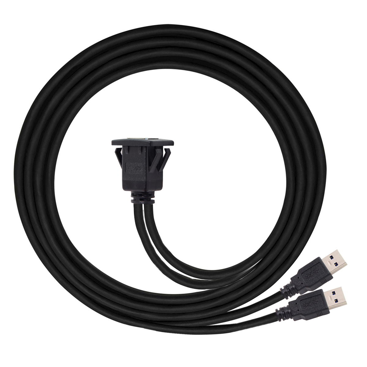 1M Waterproof Dual USB 3.0 Extension Latch Mount Car AUX Cable for Dashboard Panel