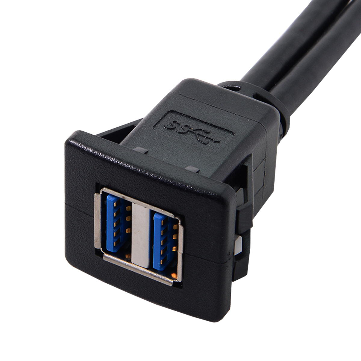 1M Waterproof Dual USB 3.0 Extension Latch Mount Car AUX Cable for Dashboard Panel