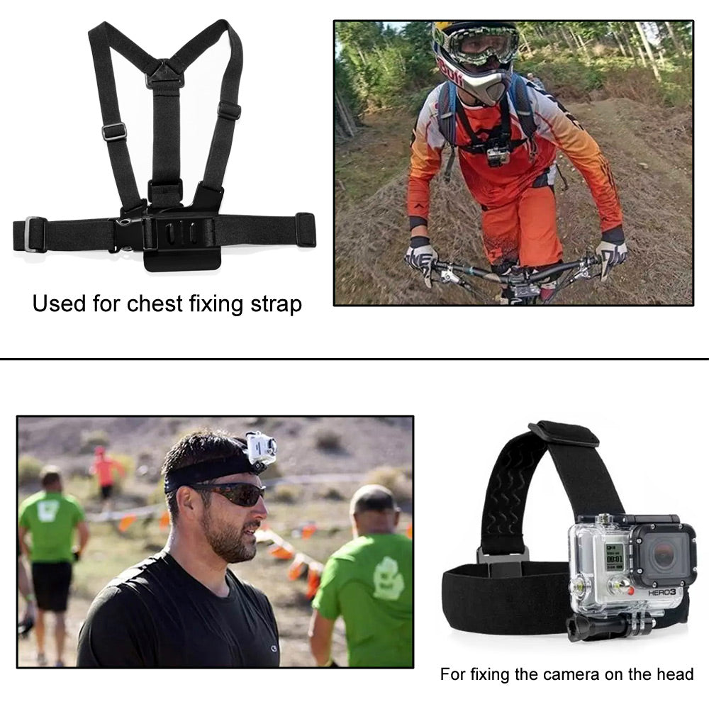 GP398 33-in-1 Chest Belt Headstrap Monopod Accessories Kit for GoPro Hero 4/3+/3/2/1 SJ4000/5000/6000/Xiaomi Yi Action Camera