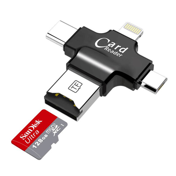 4 In 1 Multifunctional Micro SD TF Card Reader for Lightning iOS/OS X/PC/OTG Android