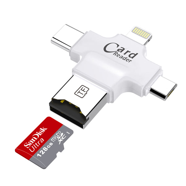 4 In 1 Micro SD TF Card Reader OTG Adapter for Lightning iOS/OS X/PC/Android