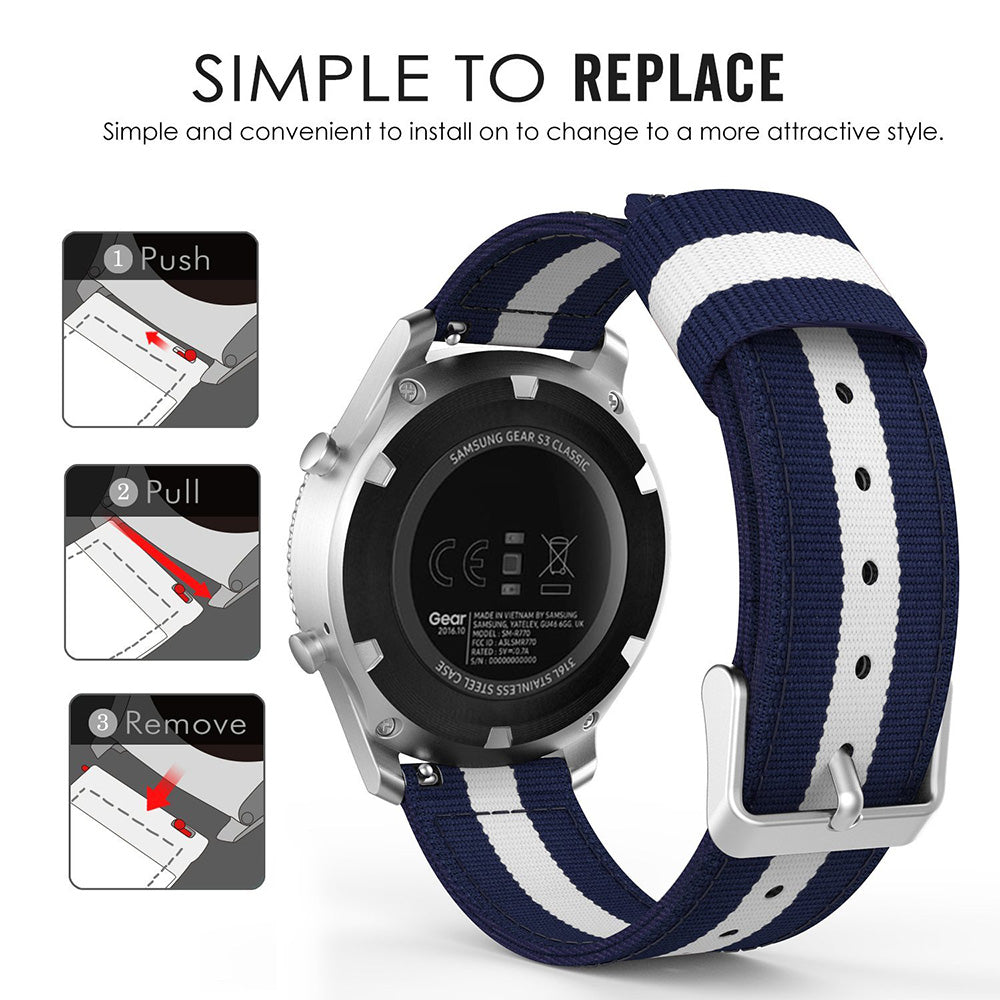 22mm Woven Nylon Adjustable Replacement Watch Band for Samsung Gear S3 Frontier / Classic