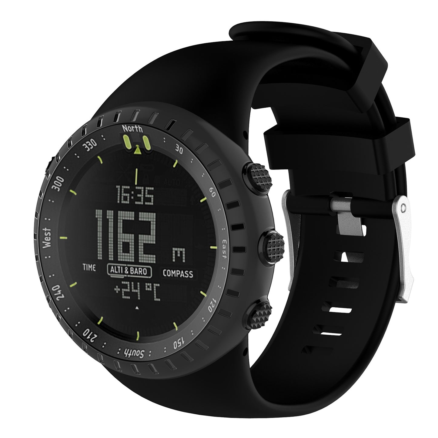 Flexible Silicone Watch Strap with Installation Tools for Suunto Core All Black
