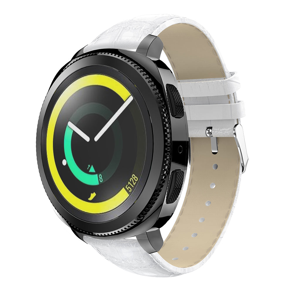 20mm Crocodile Texture Genuine Leather Watch Strap for Samsung Galaxy Gear Sport