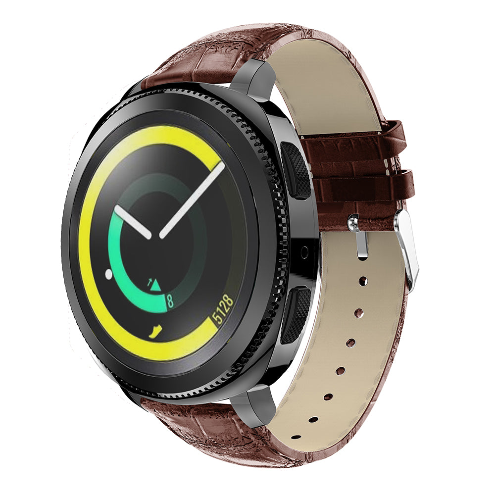 20mm Crocodile Texture Genuine Leather Watch Strap for Samsung Galaxy Gear Sport