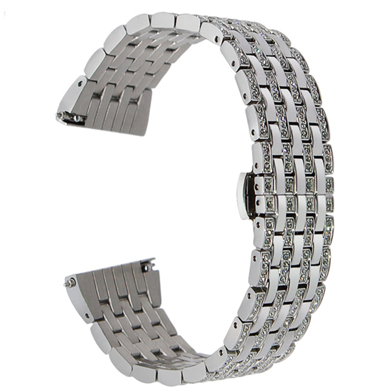 20mm Shiny Rhinestone Decor Stainless Steel Watchband with Butterfly Buckle for Samsung Gear S2 Classic