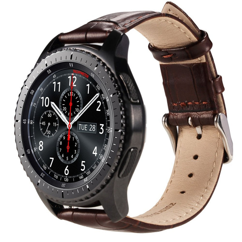 22mm Crocodile Texture PU Leather Watch Strap for Samsung Gear S3 Frontier / S3 Classic