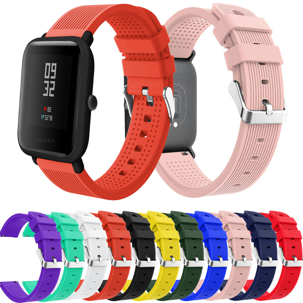 20mm Forehead Wrinkles Texture Soft Silicone Watch Band for Huami Amazfit Watch Youth Edition