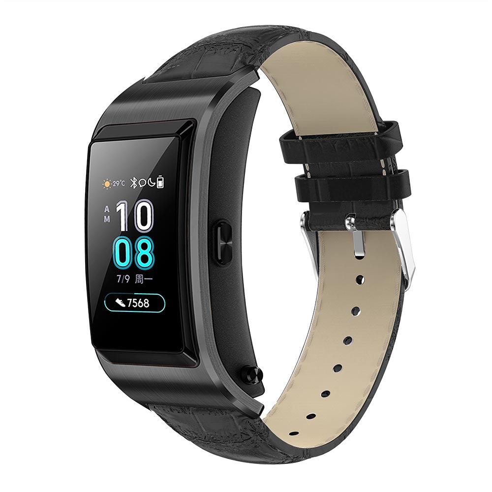 18mm Crocodile Texture Genuine Leather Watch Band for Huawei TalkBand B5