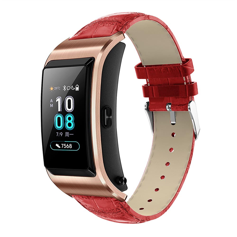 18mm Crocodile Texture Genuine Leather Watch Band for Huawei TalkBand B5