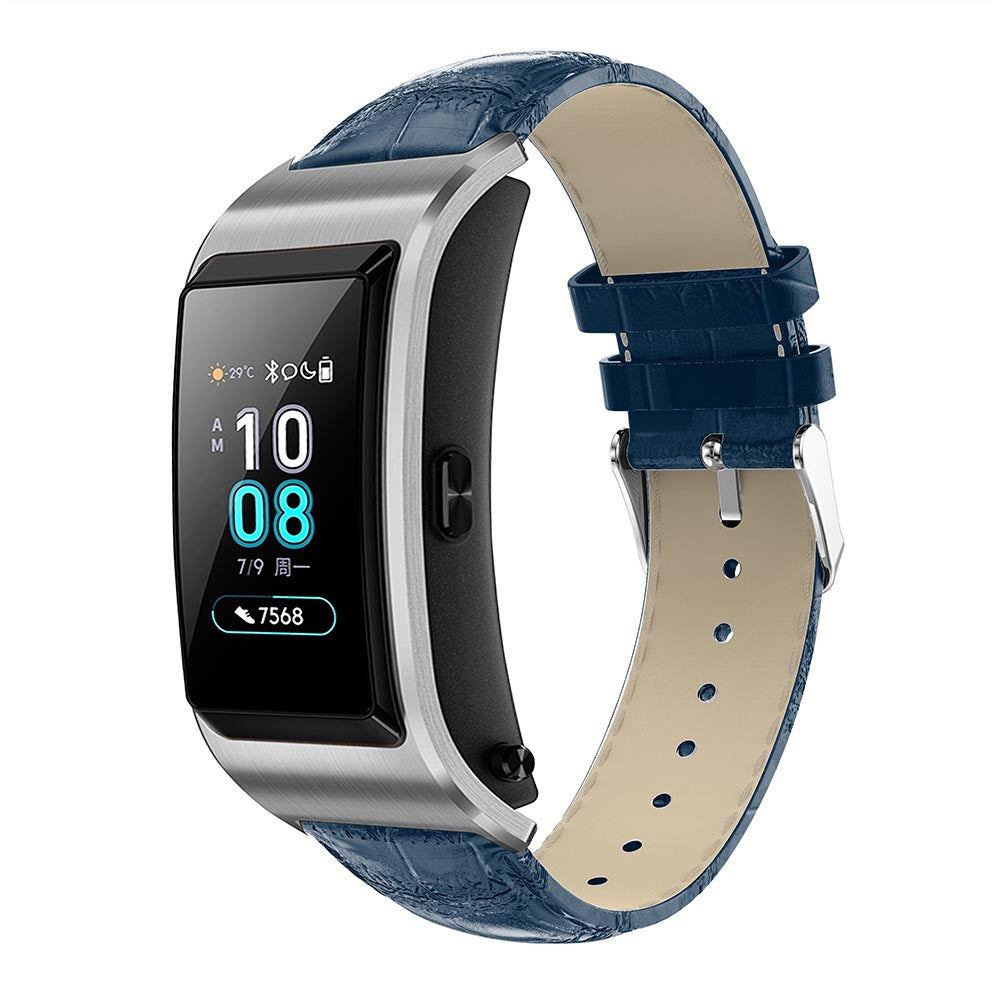 18mm Crocodile Texture Genuine Leather Watch Band for Huawei TalkBand B5