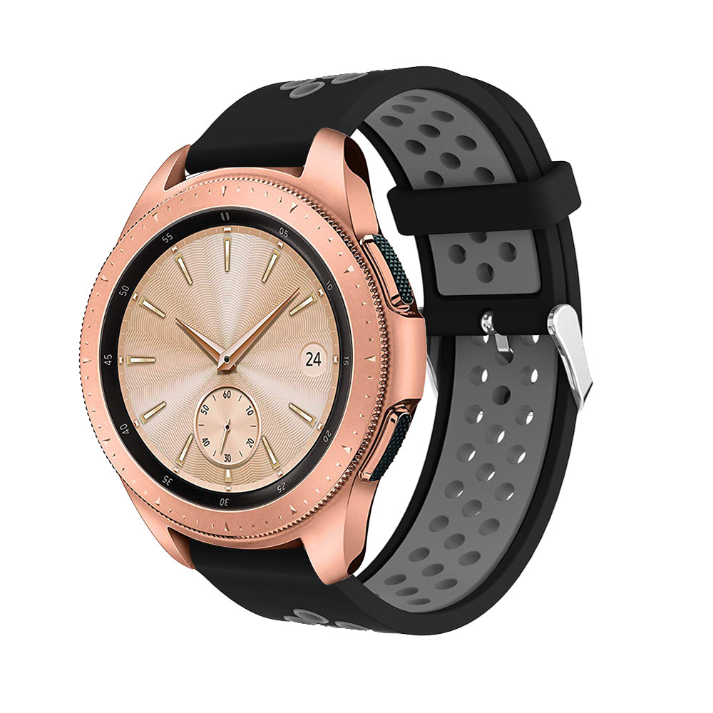 20mm Two-tone Silicone Watch Band for Samsung Galaxy Watch 42mm, Hollow Adjustable Wrist Strap