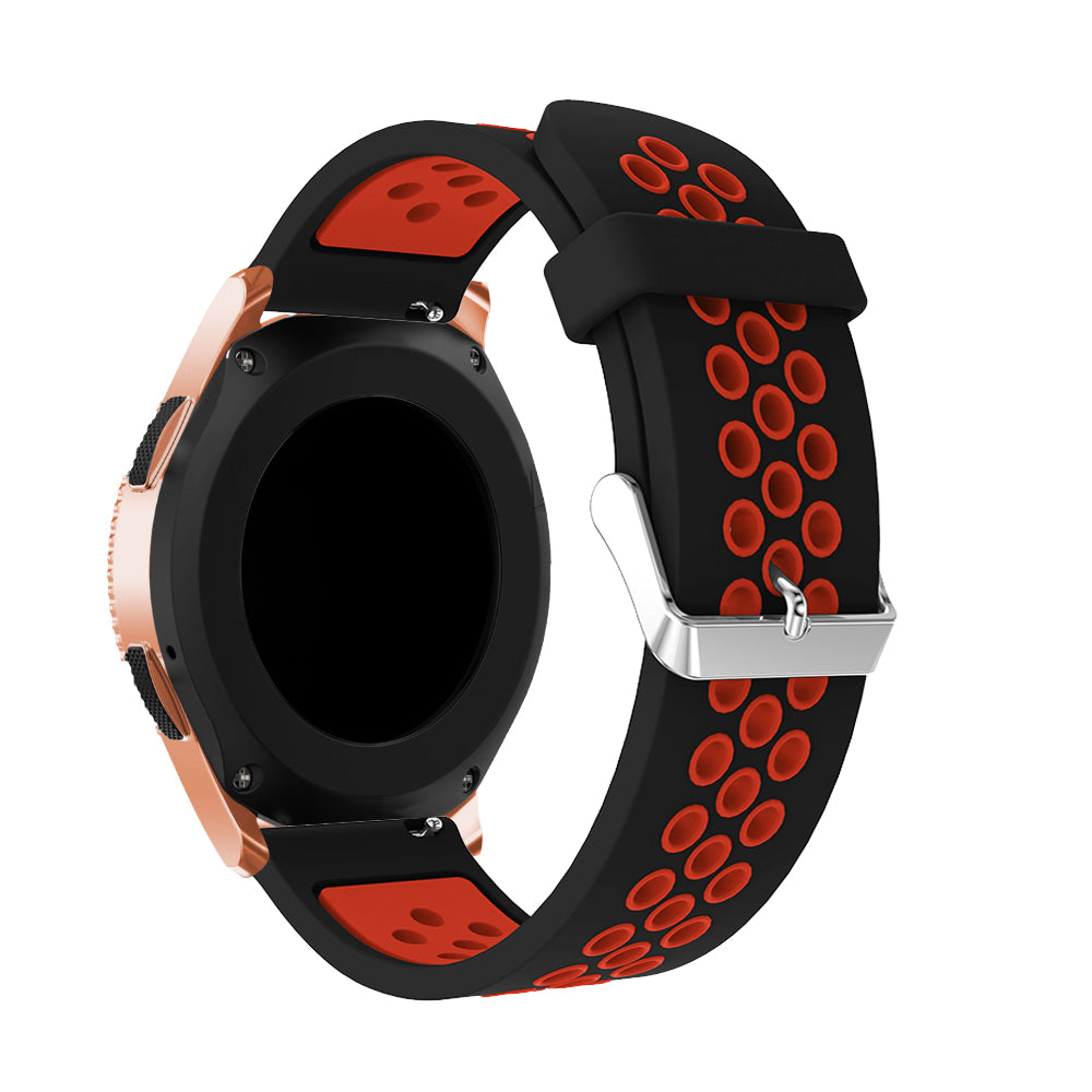 20mm Two-tone Silicone Watch Band for Samsung Galaxy Watch 42mm, Hollow Adjustable Wrist Strap