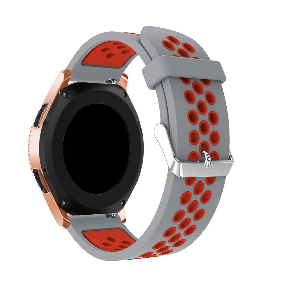 20mm Two-tone Silicone Watch Band for Samsung Galaxy Watch 42mm, Hollow Adjustable Wrist Strap