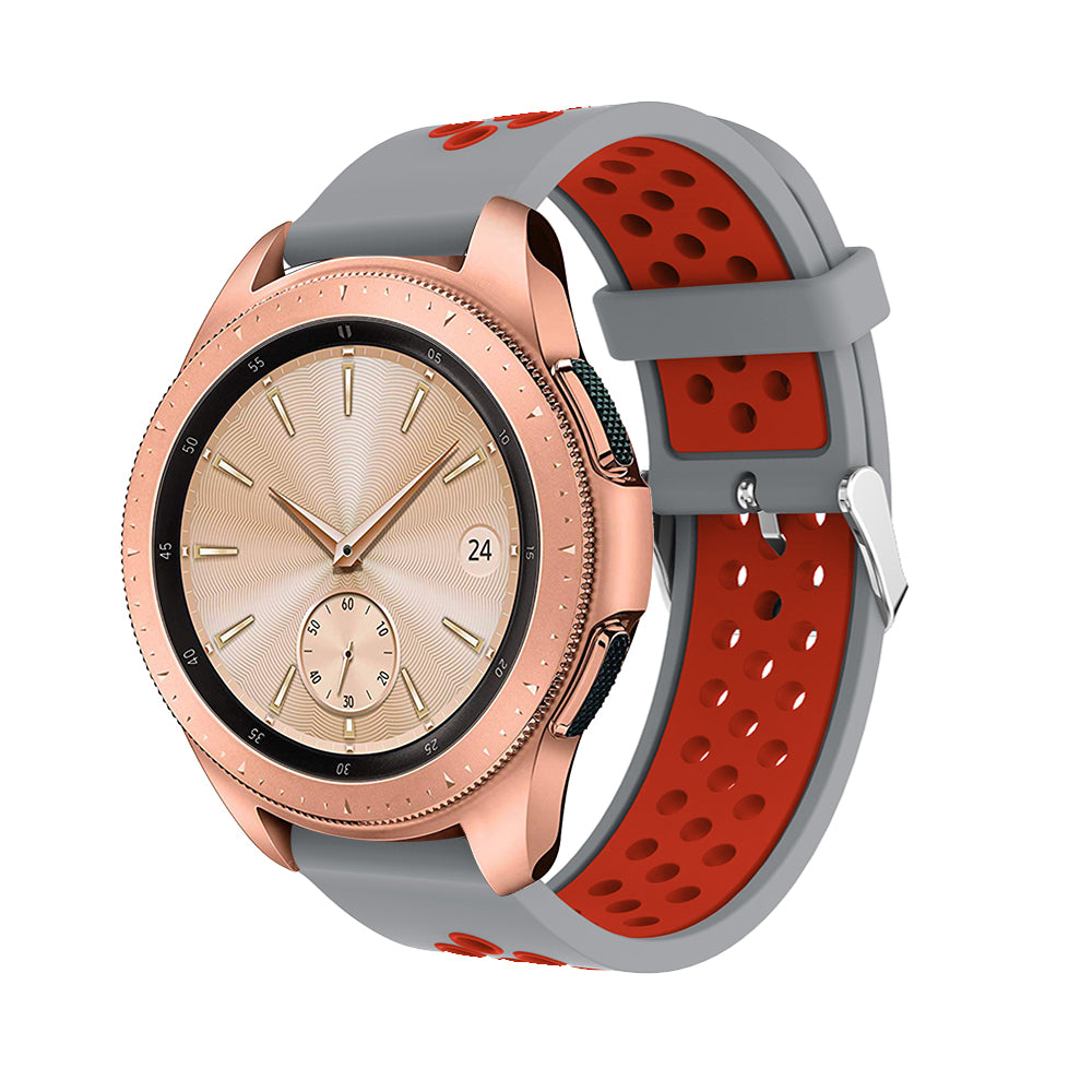 20mm Two-tone Silicone Watch Band for Samsung Galaxy Watch 42mm, Hollow Adjustable Wrist Strap
