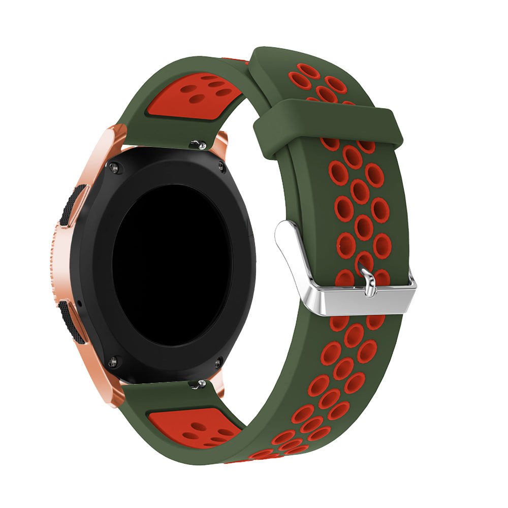 20mm Two-tone Silicone Watch Band for Samsung Galaxy Watch 42mm, Hollow Adjustable Wrist Strap