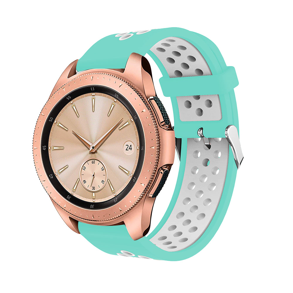 20mm Two-tone Silicone Watch Band for Samsung Galaxy Watch 42mm, Hollow Adjustable Wrist Strap