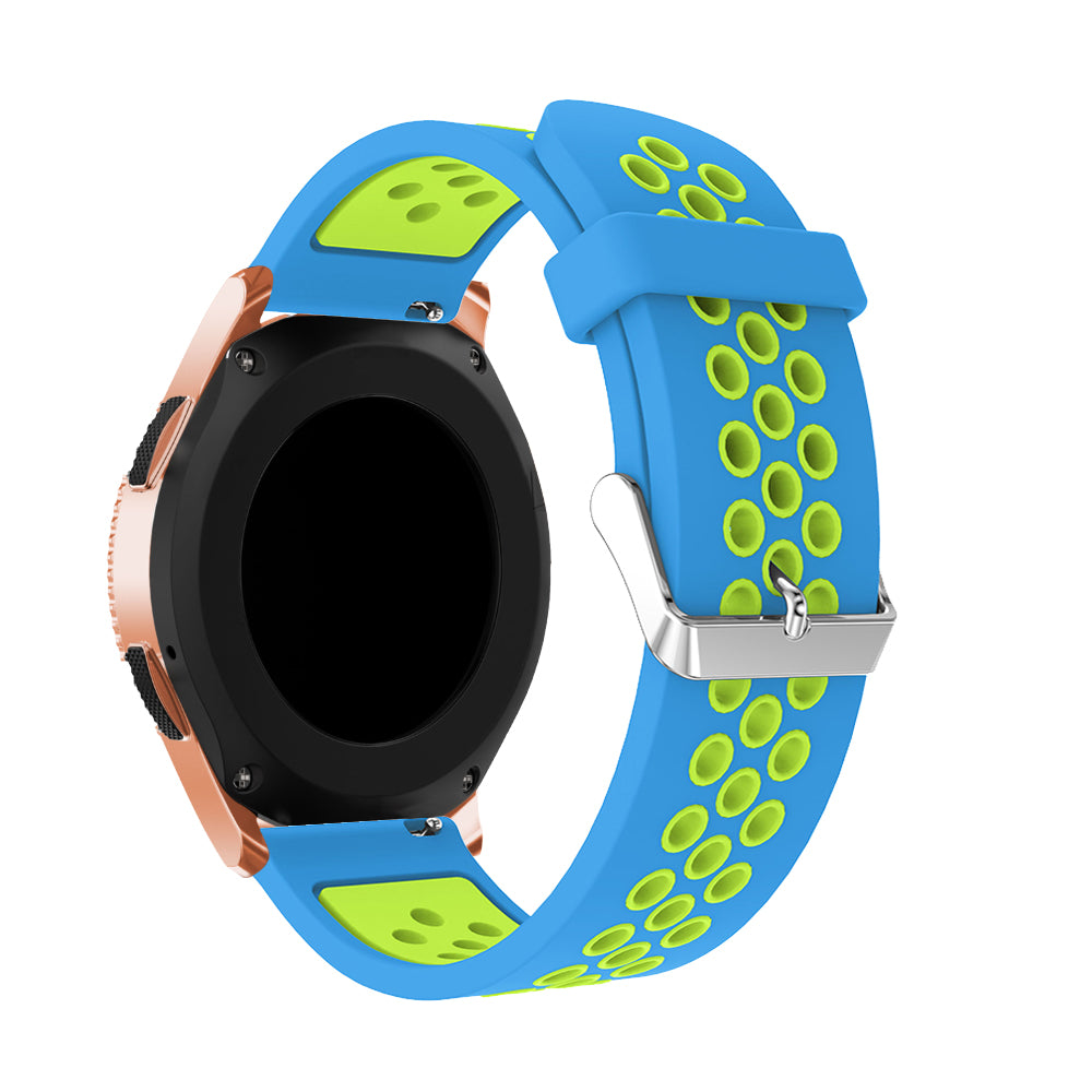 20mm Two-tone Silicone Watch Band for Samsung Galaxy Watch 42mm, Hollow Adjustable Wrist Strap